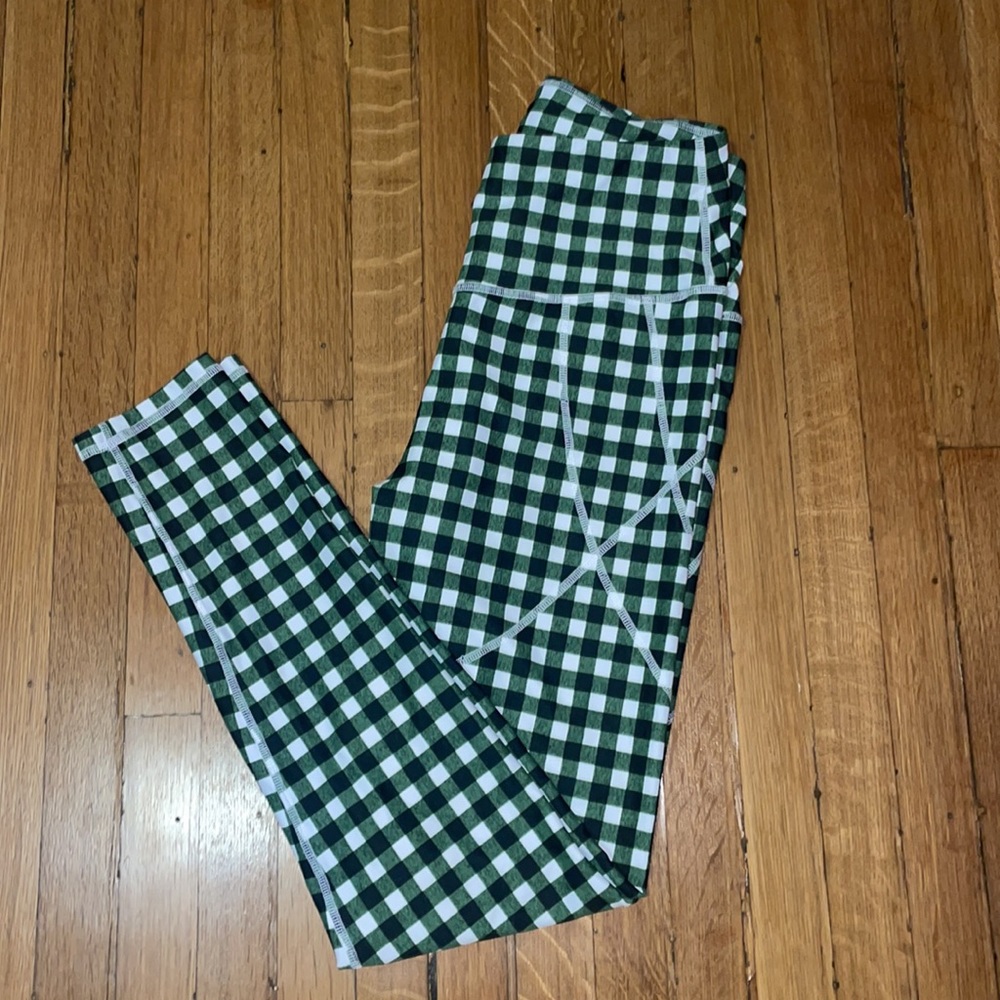 Green Gingham Albion Fit Workout Leggings